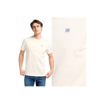 Tricou Barbati -  WW Tee - Regular Fit - Decolteu Rotund - Cu Logo - Design Clasic - Maneci Scurti - Bumbac - Alb - Bej