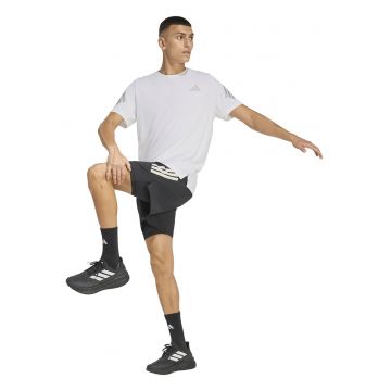 Tricou cu decolteu la baza gatului si logo - pentru alergare - Alb