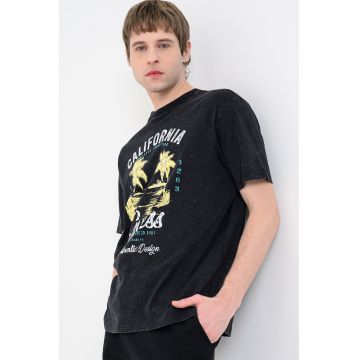 Tricou cu imprimeu logo - Negru