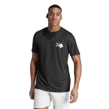 Tricou cu imprimeu pentru tenis Court Sport - Negru