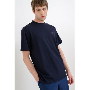 Tricou din amestec de modal si bumbac - Albastru ultramarin