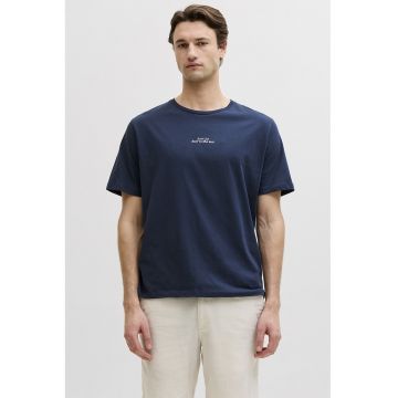 Tricou din bumbac cu imprimeu pe partea din spate - Bleumarin