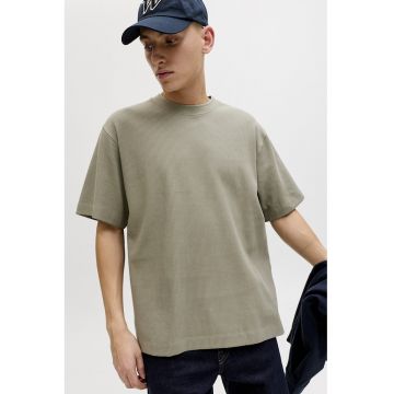 Tricou din bumbac organic cu decolteu la baza gatului - Kaki -