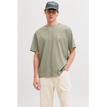 Tricou din bumbac organic cu imprimeu logo pe partea din spate - Verde pal