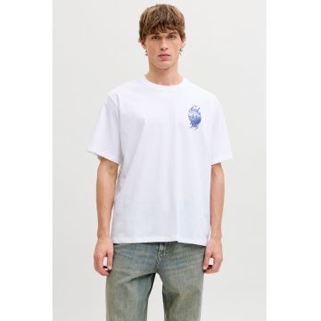 Tricou lejer din bumbac organic cu imprimeu - Alb optic -