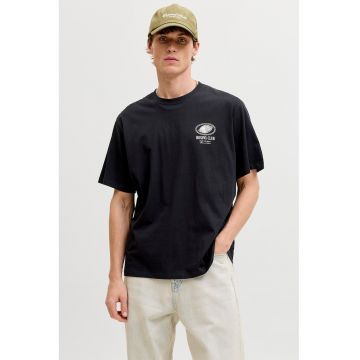 Tricou lejer din bumbac organic cu imprimeu - Negru -