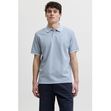 Tricou polo din amestec de bumbac pique - Albastru pastel