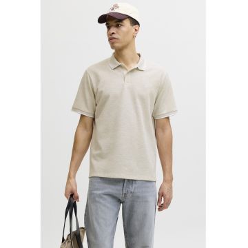 Tricou polo din amestec de bumbac pique - Bej deschis