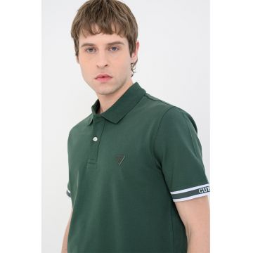 Tricou polo din amestec de bumbac - Verde englez