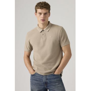 Tricou polo din bumbac pique - Bej