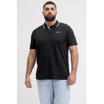 Tricou polo din material pique - Negru/Alb optic