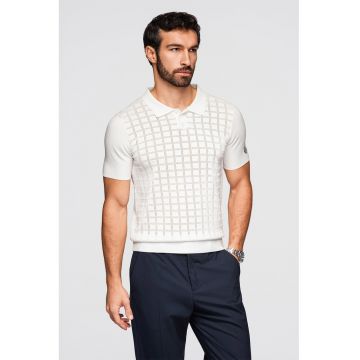 Tricou polo slim fit - Alb