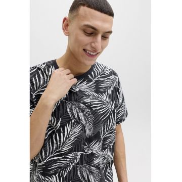 Tricou regular fit cu model - Alb/Negru