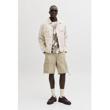 Tricou regular fit cu model - Bej/Maro nisip