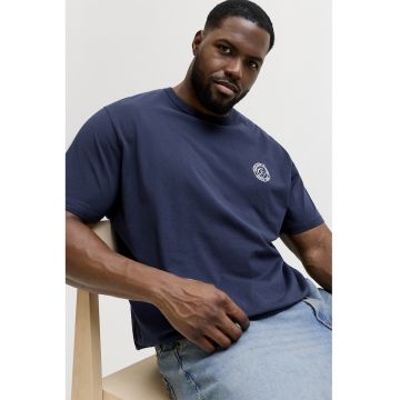 Tricou regular fit de bumbac organic - Alb optic/Bleumarin