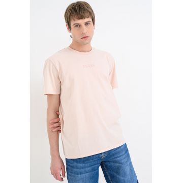 Tricou regular-fit din bumbac cu imprimeu monograma pe partea din spate - Piersica