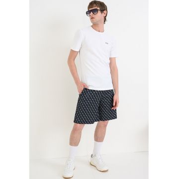 Tricou slim fit cu decolteu la baza gatului - Alb