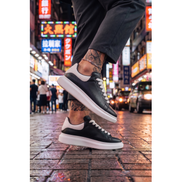 Adidasi barbati casual negri  talpa alba VIP ZR 777