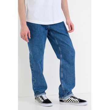 Blugi cu croiala dreapta si talie medie - Albastru