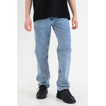 Blugi cu talie medie si croiala dreapta - Albastru melange