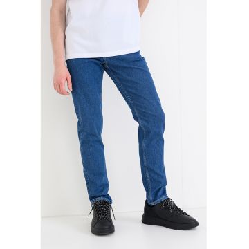Blugi slim fit cu model cu 5 buzunare - Albastru