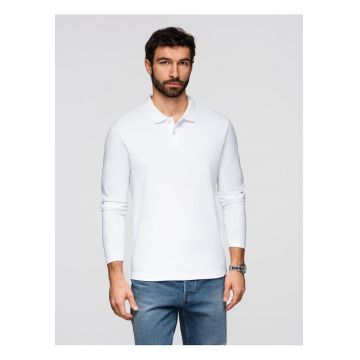 Bluza longsleeve cu guler polo  OM-POBL-0162 - Alb