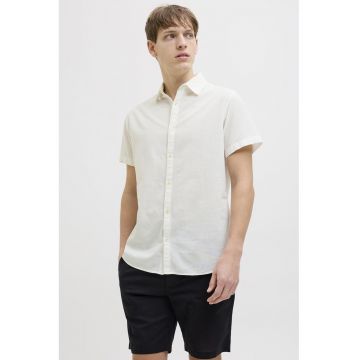 Camasa de bumbac si in - Alb optic -