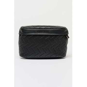 Geanta crossbody cu logo stantat - Negru