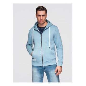 Hanorac cu fermoar uni BASIC  OM-SSBZ-0272 - Albastru deschis