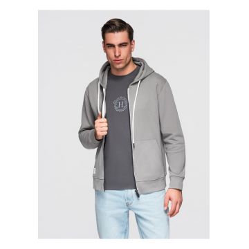 Hanorac cu fermoar uni BASIC  OM-SSBZ-0272 - Gri