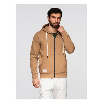 Hanorac cu fermoar uni BASIC  OM-SSBZ-0272 - Maro cafeniu