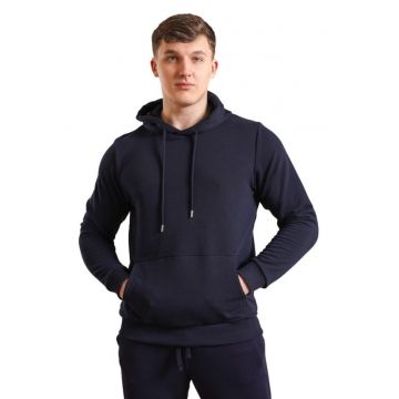 Hanorac cu gluga pentru barbati din bumbac - Albastru