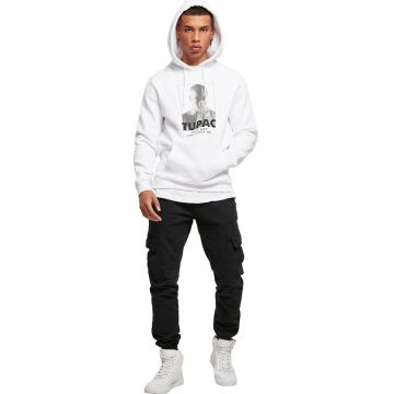 Hanorac din amestec de bumbac cu imprimeu foto - Alb