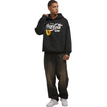 Hanorac supradimensionat cu imprimeu Coca-Cola - Alb/Negru