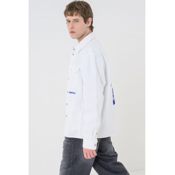 Jacheta supradimensionata din denim - Alb/Albastru inchis