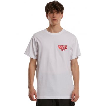 Merchcode - Tricou cu imprimeu grafic si text pe partea din spate - Rosu/Alb