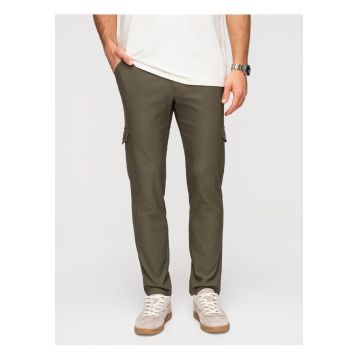 Pantaloni Cargo Barbati - Croiala Regular - Material Elastic - Olivase Inchis - Verde masliniu inchis