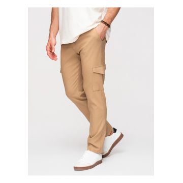 Pantaloni Cargo Barbati - Croiala Regular - Material Elastic - Olive Inchis - Maro