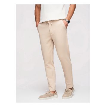 Pantaloni Carrot Jacquard Bumbac Pantaloni Barbati Casual - Bej