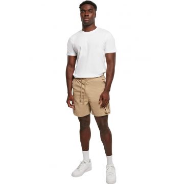 Pantaloni scurti cargo cu snur in talie - Bej