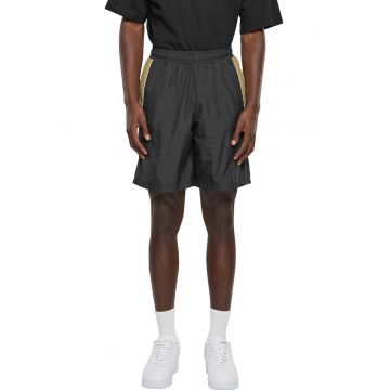 Pantaloni scurti cu talie medie si buzunae laterale - Negru/Maro taupe