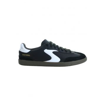Pantofi sport  piele naturala - inchidere cu sireturi - negru