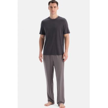 Pijama din bumbac si modal - Gri