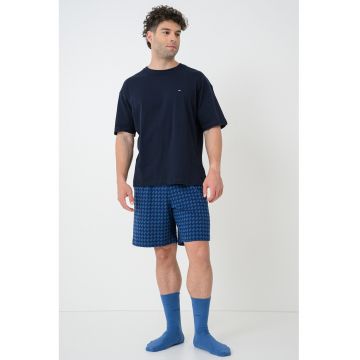 Pijama scurta cu buzunare laterale - Albastru safir