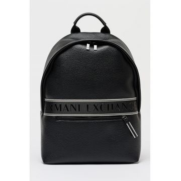 Rucsac cu logo si bareta ajustabila - Negru stins/Alb optic