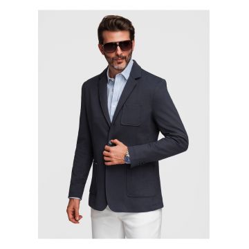 Sacou barbatesc M165 V-1 - croiala slim fit - material structurat - Bleumarin