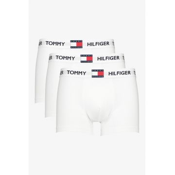 Set de boxeri din amestec de bumbac cu logo - 3 perechi - Alb rece