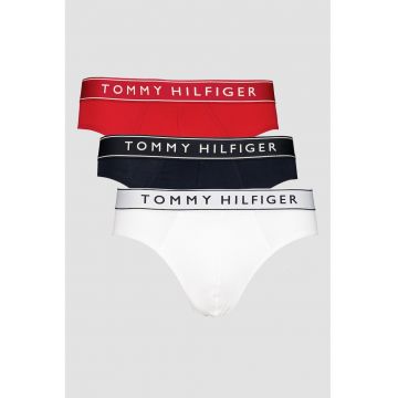 Set de chiloti din amestec de bumbac cu banda logo in talie - 3 perechi - Rosu/Alb rece/Bleumarin