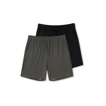 Set de pantaloni scurti de pijama din bumbac si modal - 2 piese - Negru/Gri antracit