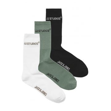 Set de sosete lungi - 3 perechi - Alb/Verde/Negru